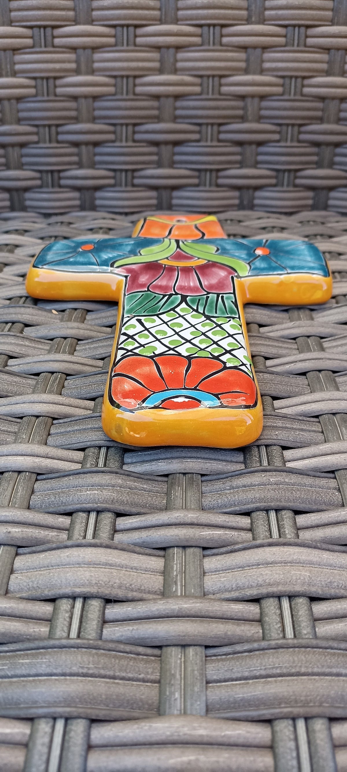 Talavera Cross Decoration, Mexican Clay Art, Decorative Cross, Oaxacan Art, Colorful Cross Art Handmade In Mexico