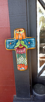 Talavera Cross Decoration, Mexican Clay Art, Decorative Cross, Oaxacan Art, Colorful Cross Art Handmade In Mexico