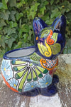 Talavera Cat Flower Pot, Ceramic Planter Home Decor, Indoor Outdoor Planter Pot, Mexican Pottery Yard & Garden Decor, Handmade