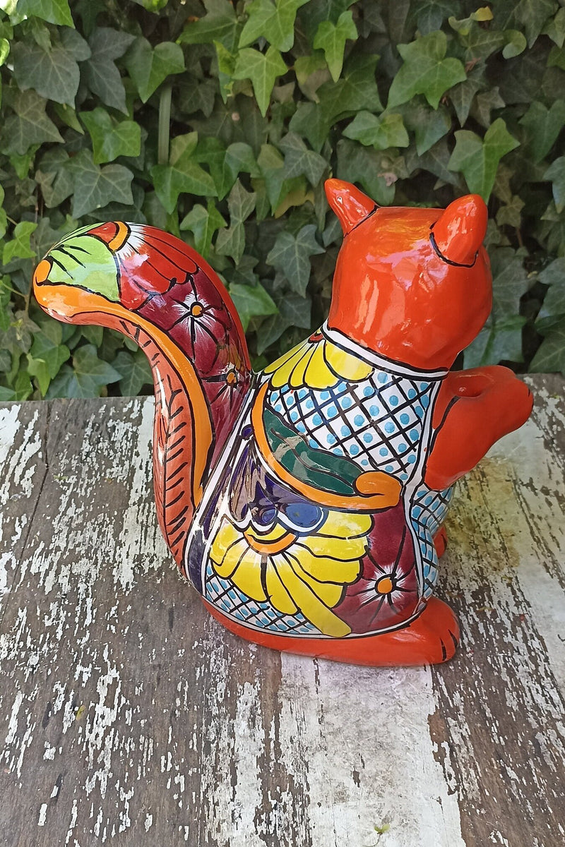 Talavera Squirrel, Ceramic Squirrel Figurine, Squirrel Gifts, Garden Statue, Talavera Pottery, Handmade, Hand Painted, Squirrel Decor Figure