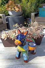 Talavera Donkey Planter Mexican Pottery, Ceramic Planter Pot for Indoor Home Decor or Outdoor Garden Decor, Hand Painted Burro Flower Pot