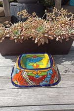 Ceramic Dog Dish, Talavera Pottery, Gorgeous Pet Food Bowl, Mexican Dog Bowl, Hand Painted Dog Lover Home Decor or Gift, Medium Sized Dogs