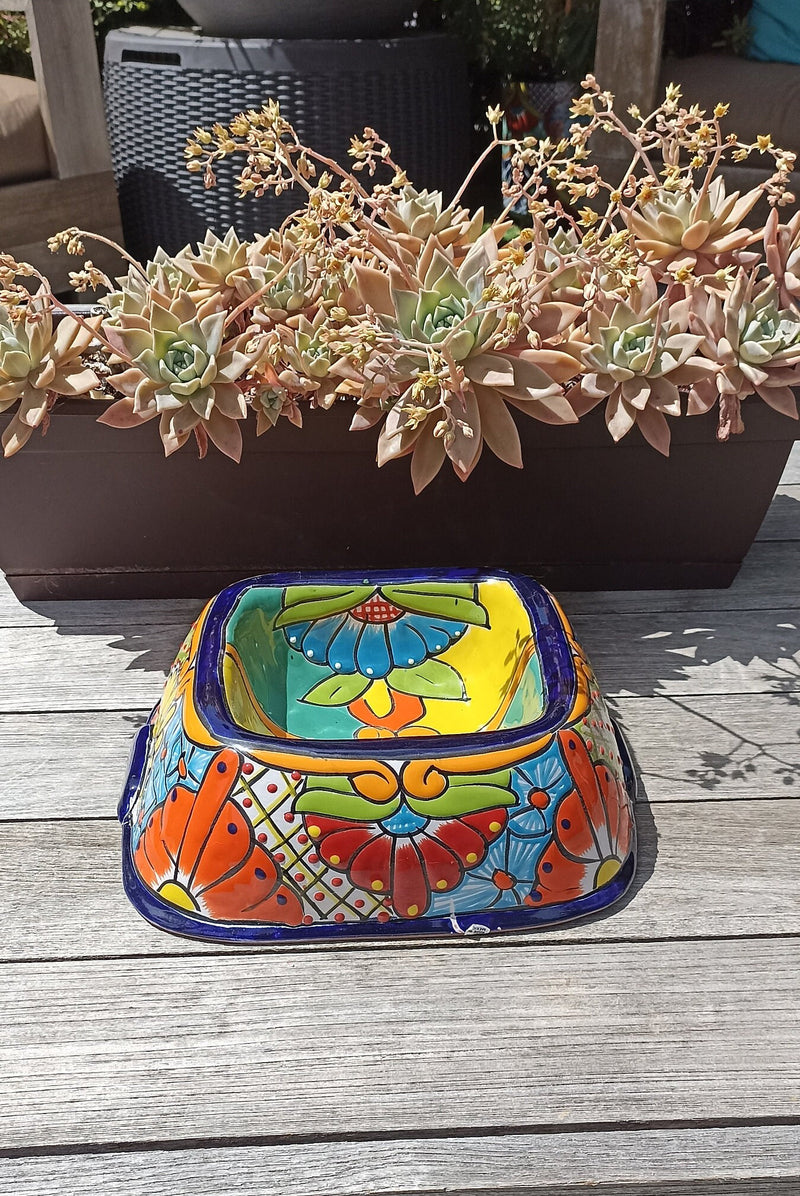 Ceramic Dog Dish, Talavera Pottery, Gorgeous Pet Food Bowl, Mexican Dog Bowl, Hand Painted Dog Lover Home Decor or Gift, Medium Sized Dogs