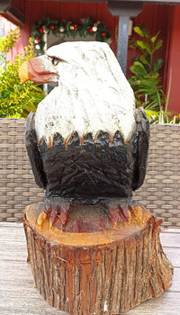 Bald Eagle Statue, Hand Carved Eagle Art, Yard & Home Decor, Chainsaw Art, Carved Eagle Statue, Outdoor Garden Statue