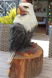 Bald Eagle Statue, Hand Carved Eagle Art, Yard & Home Decor, Chainsaw Art, Carved Eagle Statue, Outdoor Garden Statue