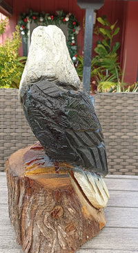 Bald Eagle Statue, Hand Carved Eagle Art, Yard & Home Decor, Chainsaw Art, Carved Eagle Statue, Outdoor Garden Statue