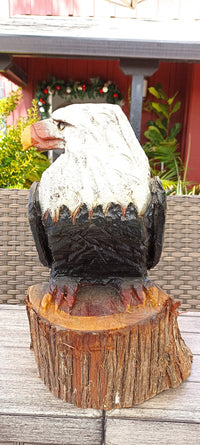 Bald Eagle Statue, Hand Carved Eagle Art, Yard & Home Decor, Chainsaw Art, Carved Eagle Statue, Outdoor Garden Statue