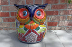 Gorgeous 14" Owl Flower Pot, Talavera Ceramic Planter, Handmade Pottery, Outdoor Garden Decor, Indoor Home Decor, Unique Gift for Birders