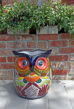 Gorgeous 14" Owl Flower Pot, Talavera Ceramic Planter, Handmade Pottery, Outdoor Garden Decor, Indoor Home Decor, Unique Gift for Birders