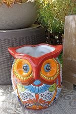 Gorgeous 14" Owl Flower Pot, Talavera Ceramic Planter, Handmade Pottery, Outdoor Garden Decor, Indoor Home Decor, Unique Gift for Birders