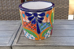 Colorful 7" Round Flower Pot, Talavera Ceramic Planter, Handmade Pottery, Outdoor Garden Decor, Indoor Home Decor, Unique Housewarming Gift