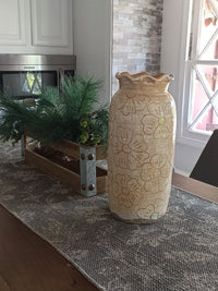Stunning Planter with Etched Floral Designs, Handmade Mexican Pottery from Santa Maria Atzompa, Mexico, Classic Design