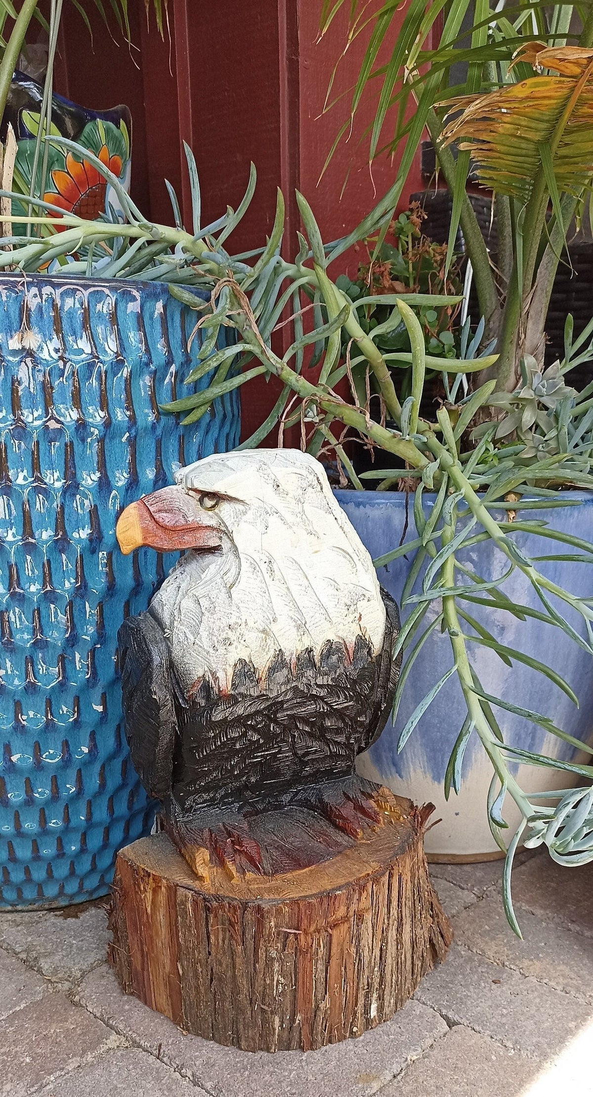 Bald Eagle Statue, Hand Carved Eagle Art, Yard & Home Decor, Chainsaw Art, Carved Eagle Statue, Outdoor Garden Statue