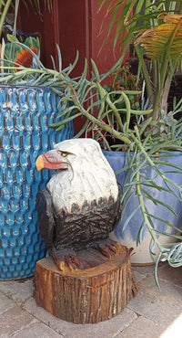 Bald Eagle Statue, Hand Carved Eagle Art, Yard & Home Decor, Chainsaw Art, Carved Eagle Statue, Outdoor Garden Statue