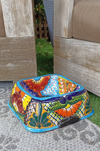Ceramic Dog Dish, Talavera Pottery, Gorgeous Pet Food Bowl, Mexican Dog Bowl, Hand Painted Dog Lover Home Decor or Gift, Medium Sized Dogs