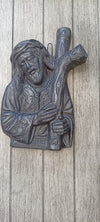 Barro Negro Jesus with the Cross Decoration, Mexican Clay Art, Decorative Cross, Handmade Pottery from San Bartolo near Oaxaca, Mexico