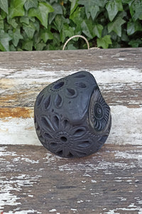 Owl Luminary Votive Candle Cover, Barro Negro, Black Clay, Handmade Mexican Pottery from San Bartolo near Oaxaca, Mexico