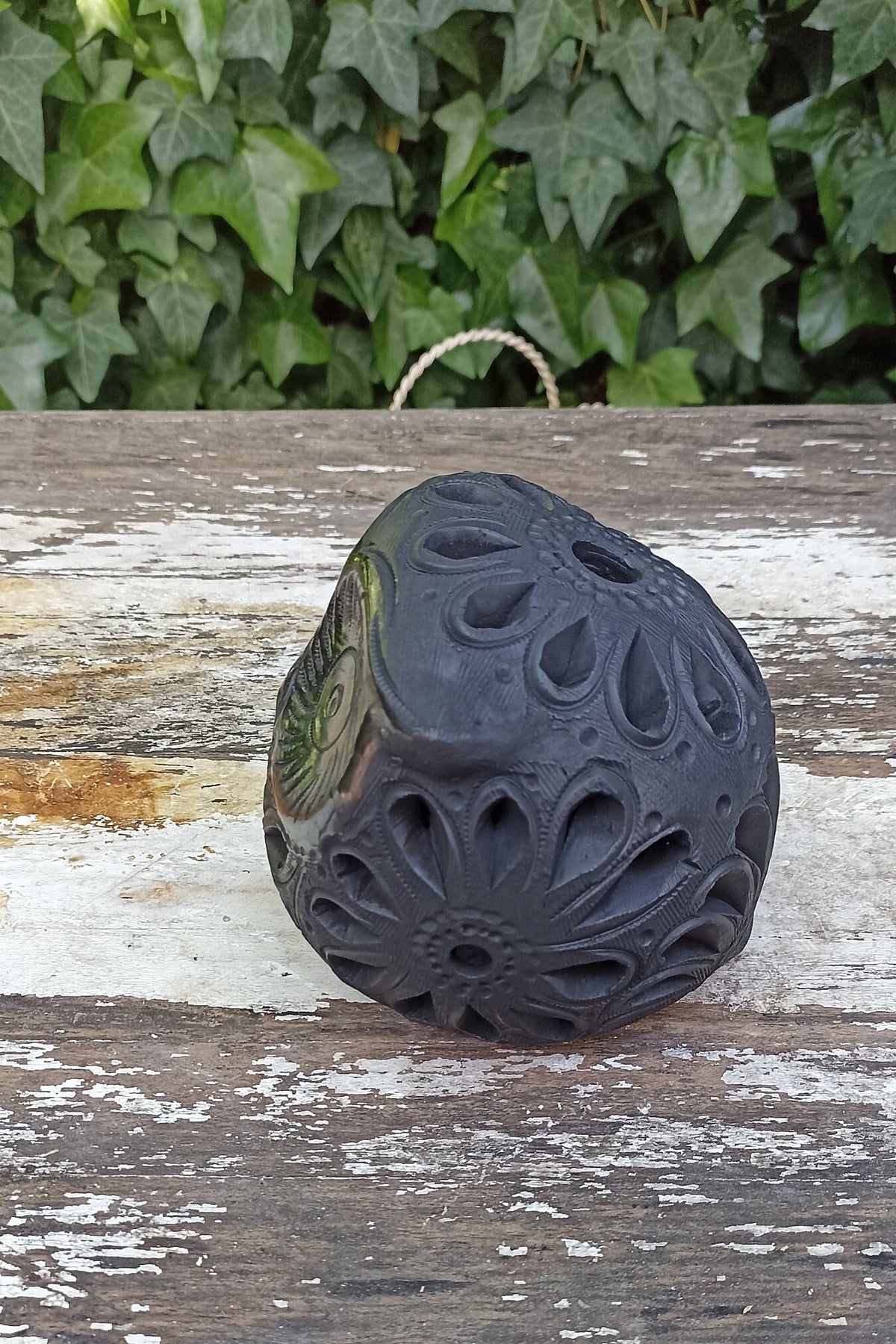 Owl Luminary Votive Candle Cover, Barro Negro, Black Clay, Handmade Mexican Pottery from San Bartolo near Oaxaca, Mexico