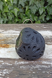 Owl Luminary Votive Candle Cover, Barro Negro, Black Clay, Handmade Mexican Pottery from San Bartolo near Oaxaca, Mexico
