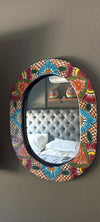 Bathroom Mirror, Talavera Wall Decor, Vanity Mirror, Oval Decorative Mirror, Ceramic Mirror Can Hang Vertically or Horizontally