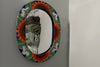 Bathroom Mirror, Talavera Wall Decor, Sunflower Vanity Mirror, Oval Decorative Mirror, Ceramic Mirror Can Hang Vertically or Horizontally