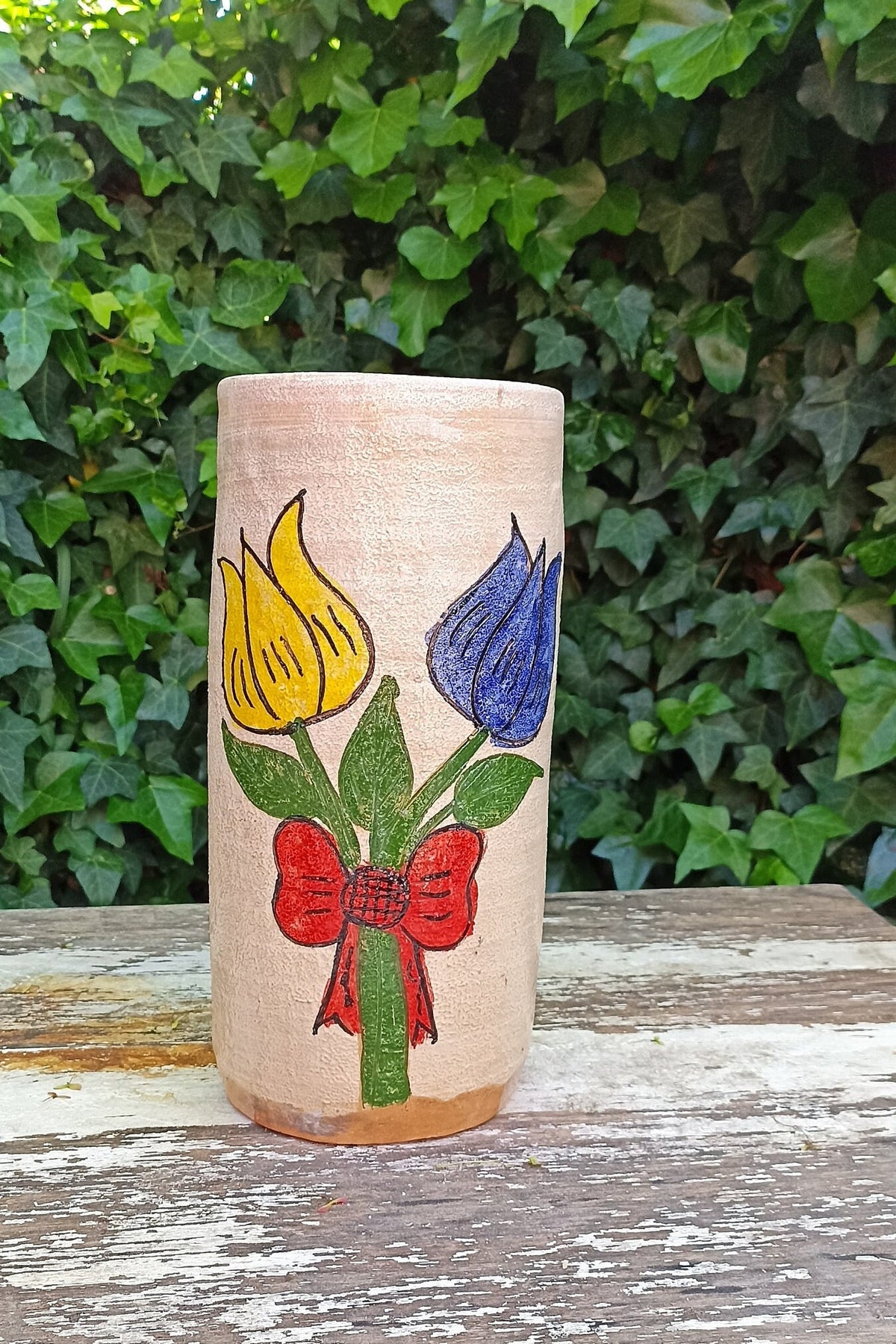Ceramic Floral Planter for Outdoor Decor, Home Decor, Shelf Decor, Mexican Pottery, Handmade Flower Pot or Indoor Planter, Silk Flower Vase