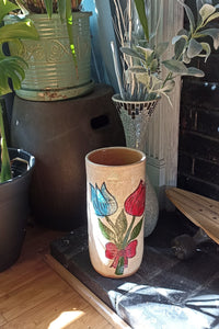 Ceramic Floral Planter for Outdoor Decor, Home Decor, Shelf Decor, Mexican Pottery, Handmade Flower Pot or Indoor Planter, Silk Flower Vase