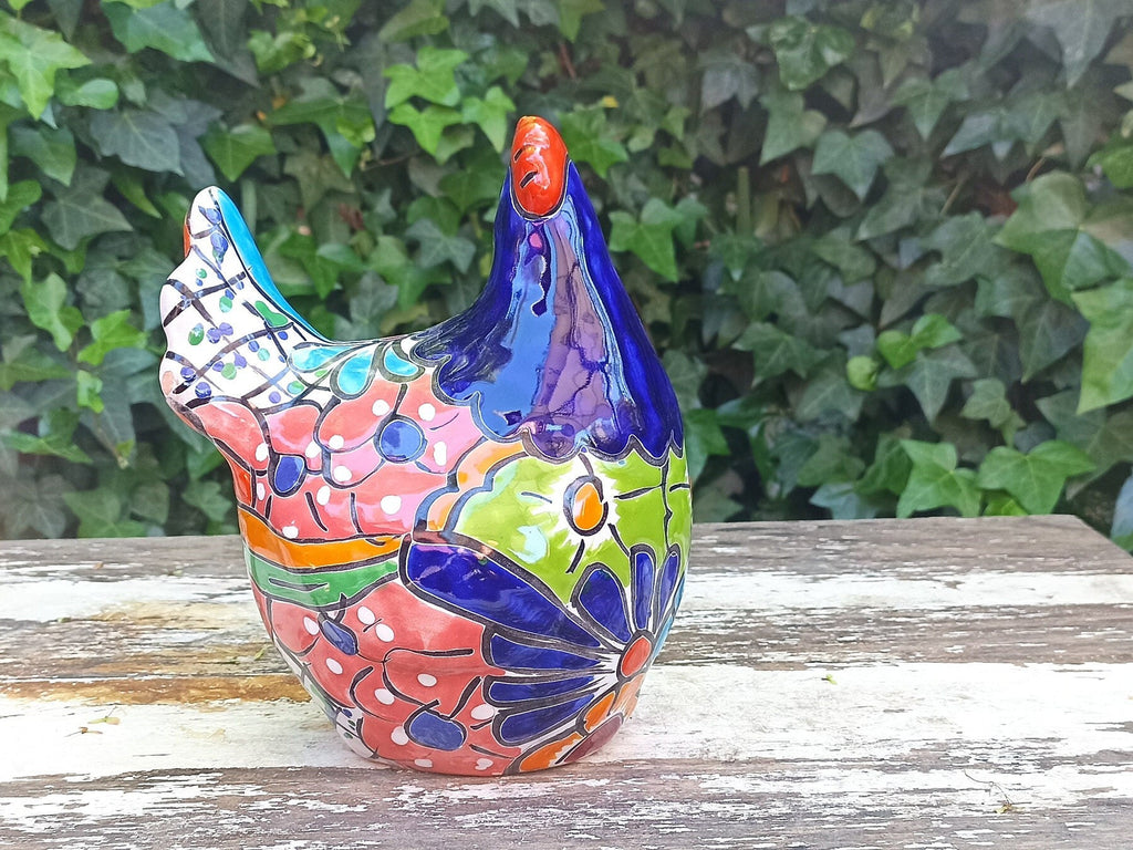 Ceramic Rooster, Talavera Pottery, Handmade in Mexico, Home Decor, Outdoor Garden or Porch Decor, Yard Art, Unique Gift for Chicken Lovers