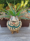 Ceramic Cat Planter, Flower Pot, Handmade Mexican Pottery from Atzompa, Mexico, Home Decor, Indoor or Outdoor Decor, Charming Plant Pot