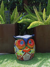 Gorgeous 14" Owl Flower Pot, Talavera Ceramic Planter, Handmade Pottery, Outdoor Garden Decor, Indoor Home Decor, Unique Gift for Birders