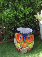 Gorgeous 14" Owl Flower Pot, Talavera Ceramic Planter, Handmade Pottery, Outdoor Garden Decor, Indoor Home Decor, Unique Gift for Birders