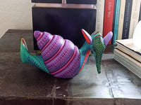 Snail Fusion Alebrije, Oaxaca Mexico Folk Art, Handmade Home Decor, Original Wood Sculpture, Carved Animal, Unique Gift