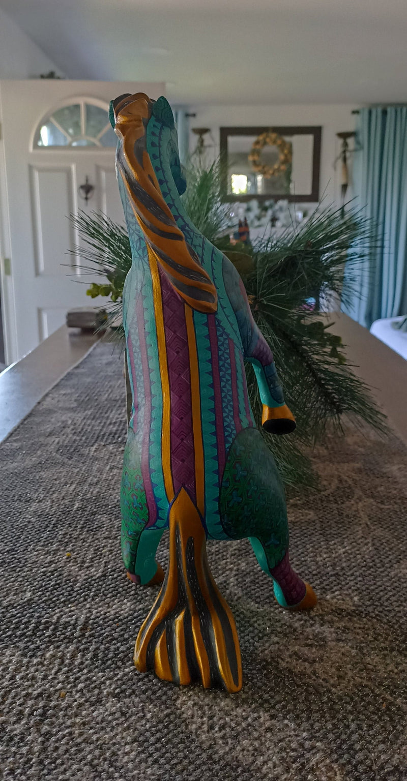 Horse Alebrije Art, Mexican Wood Carving Home Decor, Handmade Animal Sculpture & Mexican Folk Art, Dancing Horse Alebrije