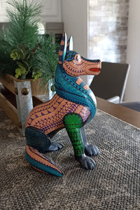 Wolf Alebrije Art, Mexican Wood Carving Home Decor, Handmade Animal Sculpture & Mexican Folk Art, Wolf Alebrije