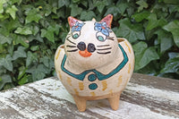 Ceramic Cat Planter, Flower Pot, Handmade Mexican Pottery from Atzompa, Mexico, Home Decor, Indoor or Outdoor Decor, Charming Plant Pot