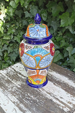 Stunning Ginger Jar, Mexican Pottery Ceramic Talavera Vase, Decorative Container