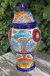 Stunning Ginger Jar, Mexican Pottery Ceramic Talavera Vase, Decorative Container