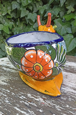 Talavera Snail Planter Mexican Pottery, Ceramic Planter Pot for Indoor Home Decor or Outdoor Garden Decor, Hand Painted Flower Pot