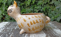 Ceramic Cat Planter, Flower Pot, Handmade Mexican Pottery from Atzompa, Mexico, Home Decor, Indoor or Outdoor Decor, Charming Plant Pot
