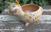 Ceramic Cat Planter, Flower Pot, Handmade Mexican Pottery from Atzompa, Mexico, Home Decor, Indoor or Outdoor Decor, Charming Plant Pot