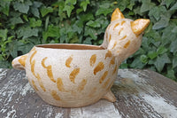 Ceramic Cat Planter, Flower Pot, Handmade Mexican Pottery from Atzompa, Mexico, Home Decor, Indoor or Outdoor Decor, Charming Plant Pot