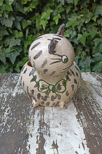 Ceramic Cat Planter, Flower Pot, Handmade Mexican Pottery from Atzompa, Mexico for Home Decor, Indoor or Outdoor Decor, Charming Plant Pot