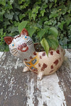 Ceramic Cat Planter, Flower Pot, Handmade Mexican Pottery from Atzompa, Mexico, Home Decor, Indoor or Outdoor Decor, Charming Plant Pot