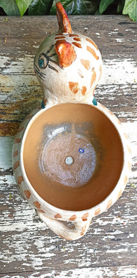 Ceramic Cat Planter, Flower Pot, Handmade Mexican Pottery from Atzompa, Mexico, Home Decor, Indoor or Outdoor Decor, Charming Plant Pot