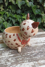 Ceramic Cat Planter, Flower Pot, Handmade Mexican Pottery from Atzompa, Mexico, Home Decor, Indoor or Outdoor Decor, Charming Plant Pot