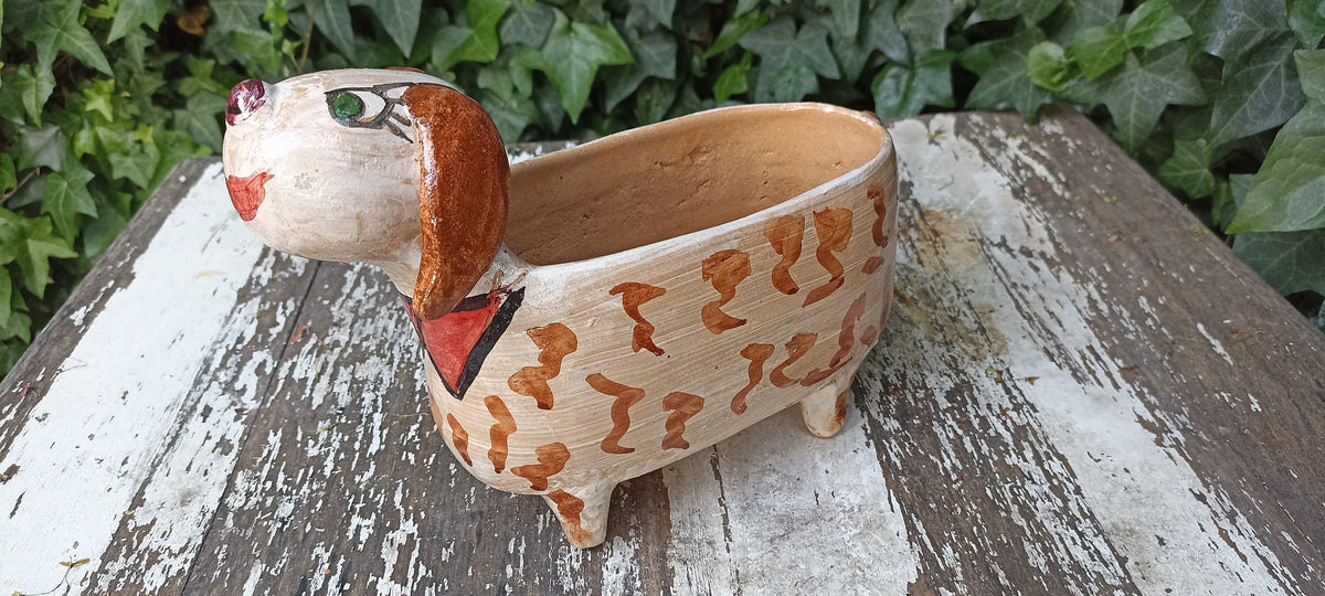 dog plant pot Ceramic Dog Planter, Flower Pot, Handmade Mexican Pottery from Atzompa – LUV2BRD