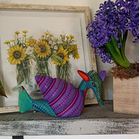 Snail Fusion Alebrije, Oaxaca Mexico Folk Art, Handmade Home Decor, Original Wood Sculpture, Carved Animal, Unique Gift