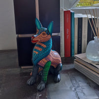 Wolf Alebrije Art, Mexican Wood Carving Home Decor, Handmade Animal Sculpture & Mexican Folk Art, Wolf Alebrije