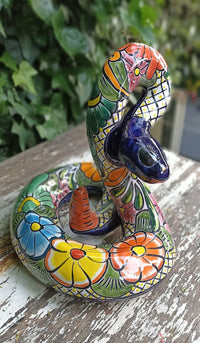 Talavera Rattlesnake, Ceramic Rattlesnake Figurine, Rattlesnake Gifts, Garden Statue, Talavera Pottery, Handmade, Hand Painted