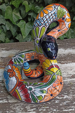 Talavera Rattlesnake, Ceramic Rattlesnake Figurine, Rattlesnake Gifts, Garden Statue, Talavera Pottery, Handmade, Hand Painted in Mexico